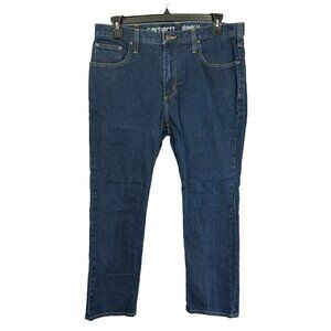 Carhartt Jeans Mens 36x30 Blue Medium Wash Straight Fit Rugged Flex 102807-491